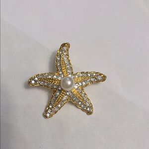 KJL Gold Starfish Brooch with Pearl Accent